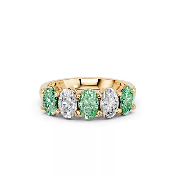 Green & White Lab Diamond Five-Stone Oval Band (2 ct. tw.)