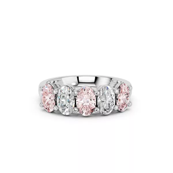 Pink & White Lab Diamond Five-Stone Oval Band (2 ct. tw.)