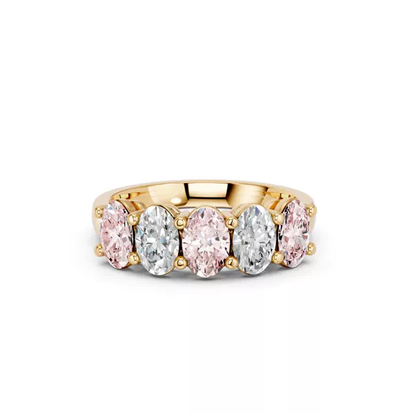 Pink & White Lab Diamond Five-Stone Oval Band (2 ct. tw.)