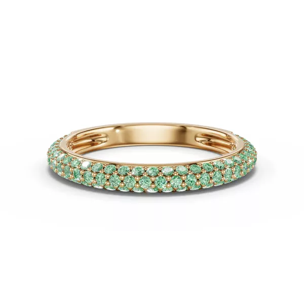 Selora Fancy Green Lab Diamond Rolled Pavé Band