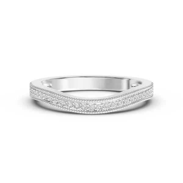 Elodie Curved Pavé Milgrain Band