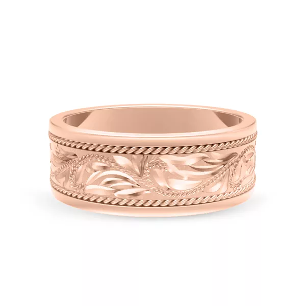 Hand-Engraved Scroll Rope Edge Comfort Fit Band (8mm)