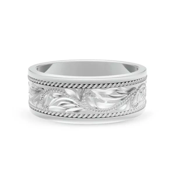 Hand-Engraved Scroll Rope Edge Comfort Fit Band (8mm)