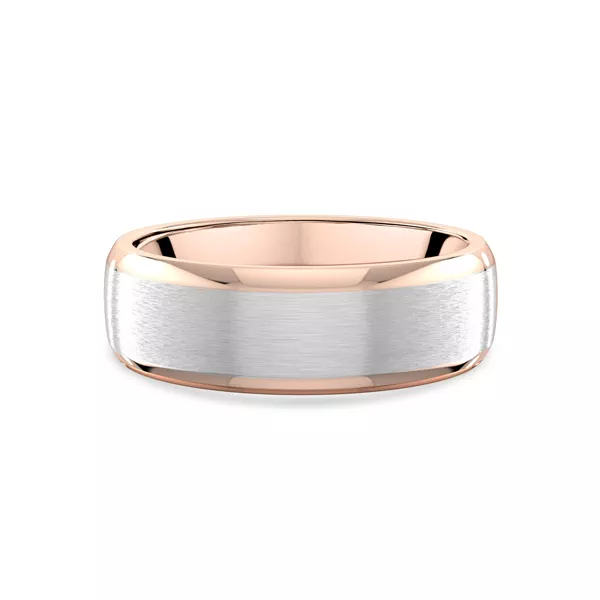 Two-Tone Satin Center Beveled Edge Comfort Fit Band (6mm)