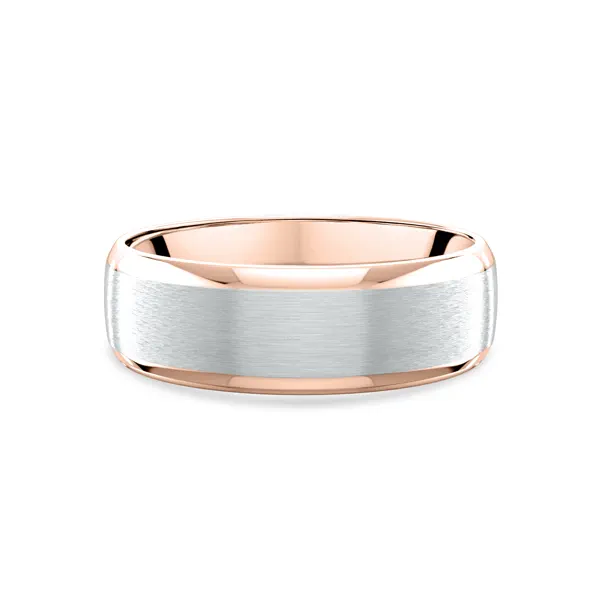 Two-Tone Satin Center Beveled Edge Comfort Fit Band (6mm)