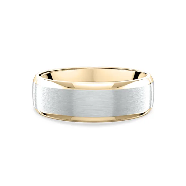 Two-Tone Satin Center Beveled Edge Comfort Fit Band (6mm)