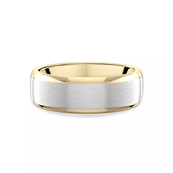 Two-Tone Satin Center Beveled Edge Comfort Fit Band (6mm)
