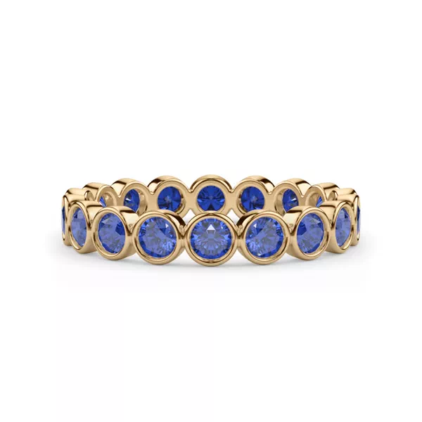 Lab Sapphire Bezel Eternity Ring