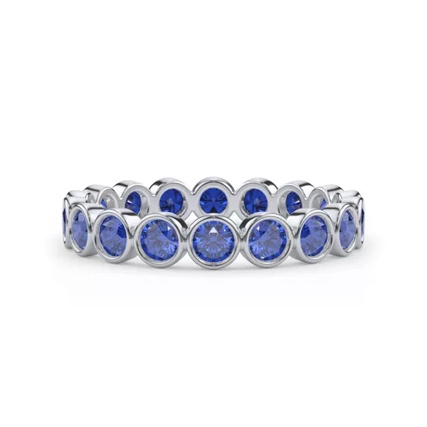 Lab Sapphire Bezel Eternity Ring