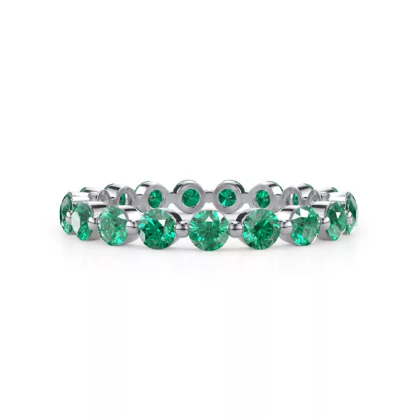 Lab EmeraId Shared Prong Eternity Ring