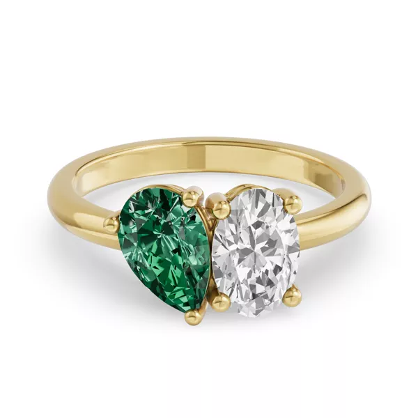 Toi Et Moi Oval Lab Diamond & Pear Emerald Ring (2.00 ct. tw.)