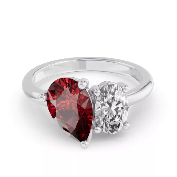 Toi Et Moi Oval Lab Diamond & Pear Ruby Ring (4.00 ct. tw.)