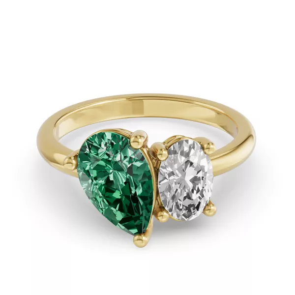 Toi Et Moi Oval Lab Diamond & Pear Emerald Ring (5.00 ct. tw.)