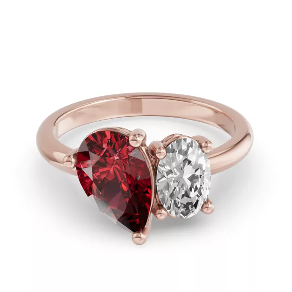 Toi Et Moi Oval Lab Diamond & Pear Ruby Ring (5.00 ct. tw.)