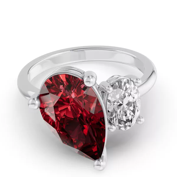 Toi Et Moi Oval Lab Diamond & Pear Ruby Ring (6.00 ct. tw.)