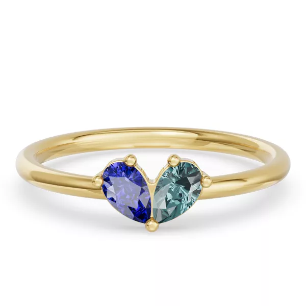 Toi Et Moi Deux Bleu Pear Ring