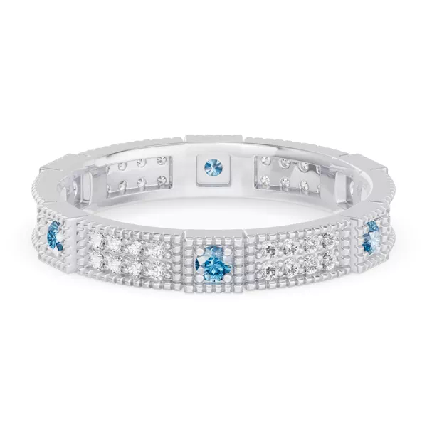 Swiss Blue Topaz & Lab Diamond Milgrain Eternity Band