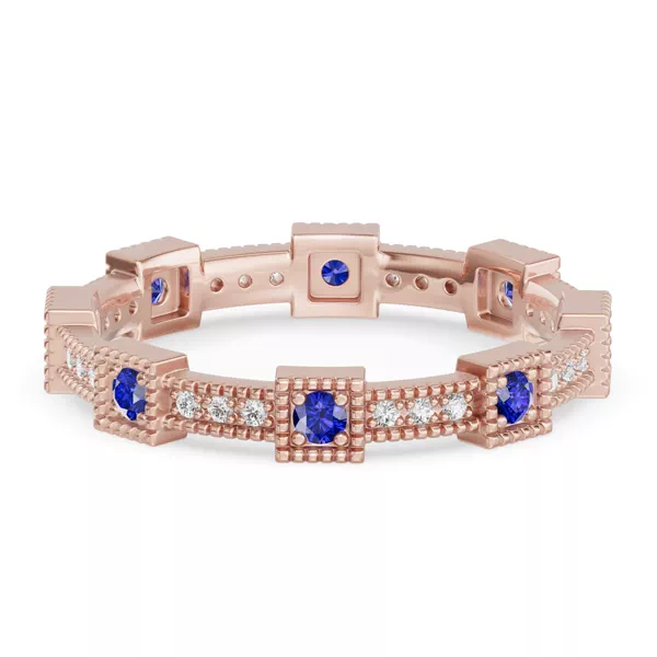Sapphire & Diamond Milgrain Eternity Band