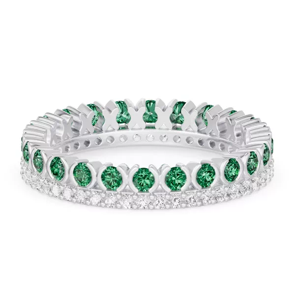 Emerald & Lab Diamond XO Eternity Ring