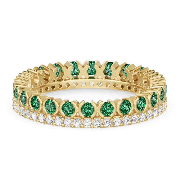 Emerald & Lab Diamond XO Eternity Ring