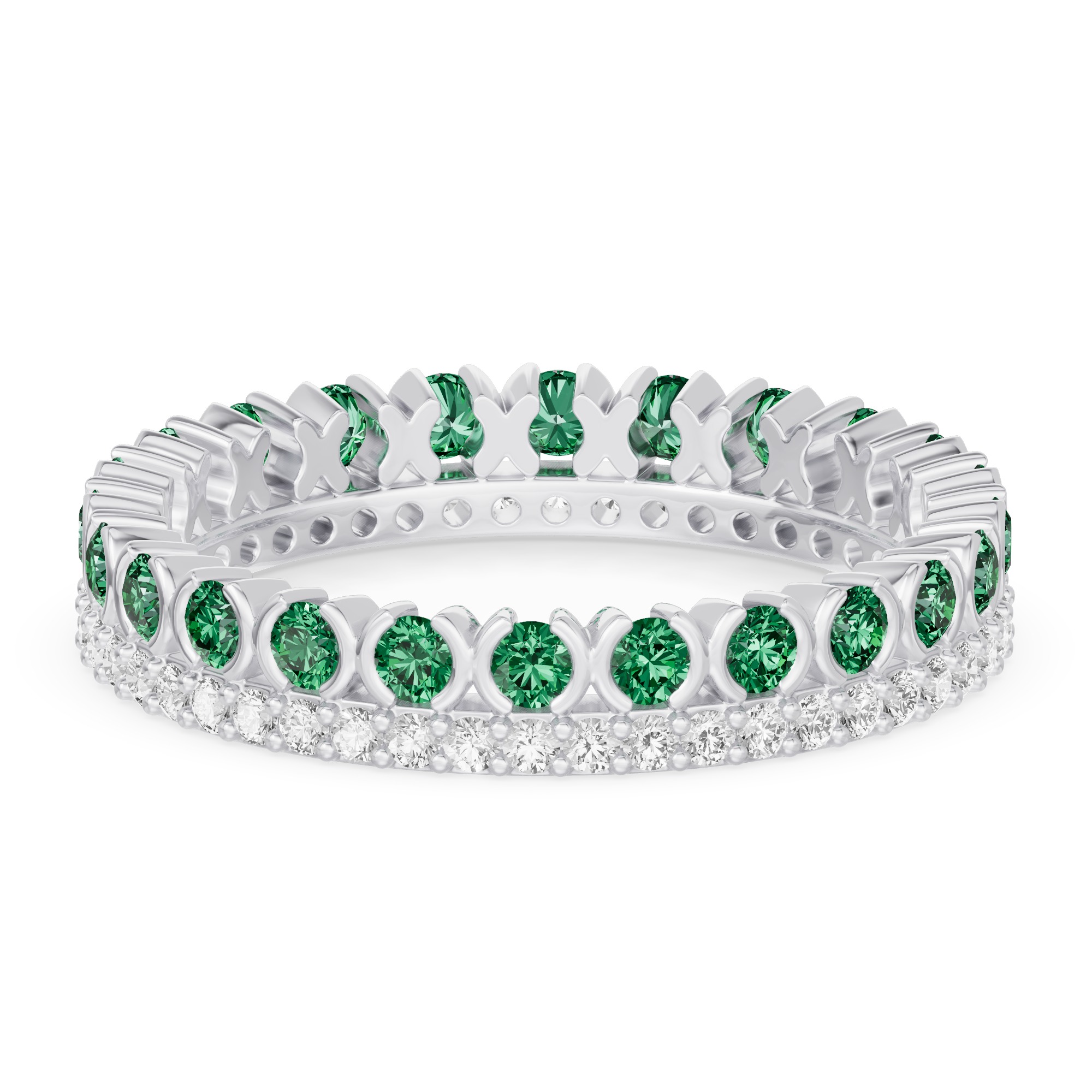 Emerald & Diamond XO Eternity Ring