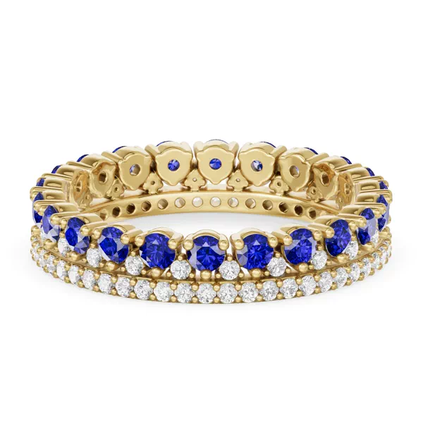 Sapphire & Lab Diamond Double Row Eternity Ring