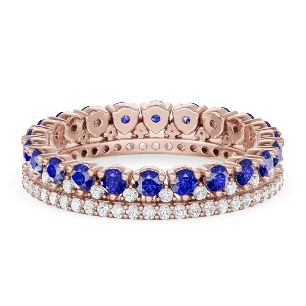 Sapphire & Diamond Double Row Eternity Ring