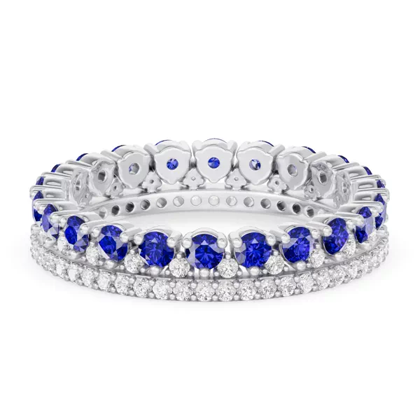 Sapphire & Lab Diamond Double Row Eternity Ring