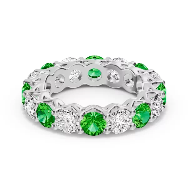Unity Prong Tsavorite & Diamond Eternity Band (4.80 ct. tw.)