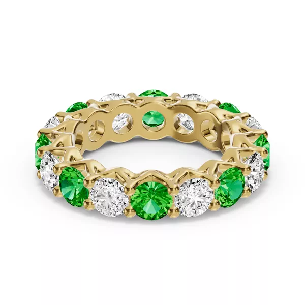 Unity Prong Tsavorite & Diamond Eternity Band (4.80 ct. tw.)
