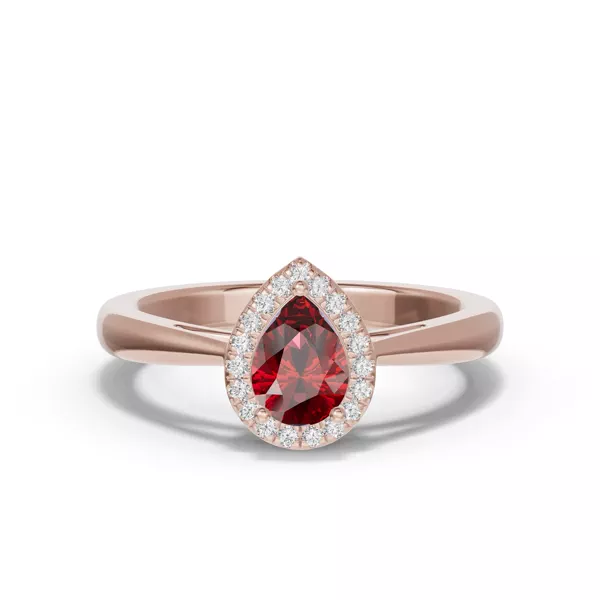 Pear Garnet Lab Diamond Halo Ring