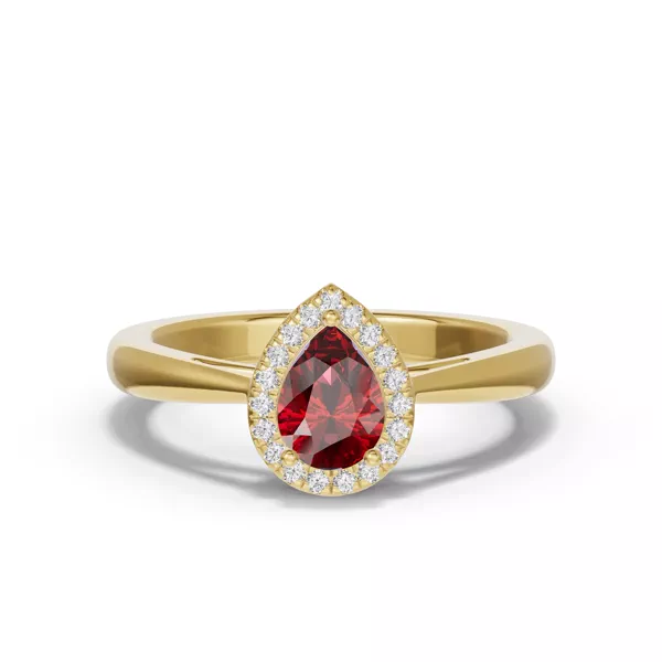 Pear Garnet Lab Diamond Halo Ring