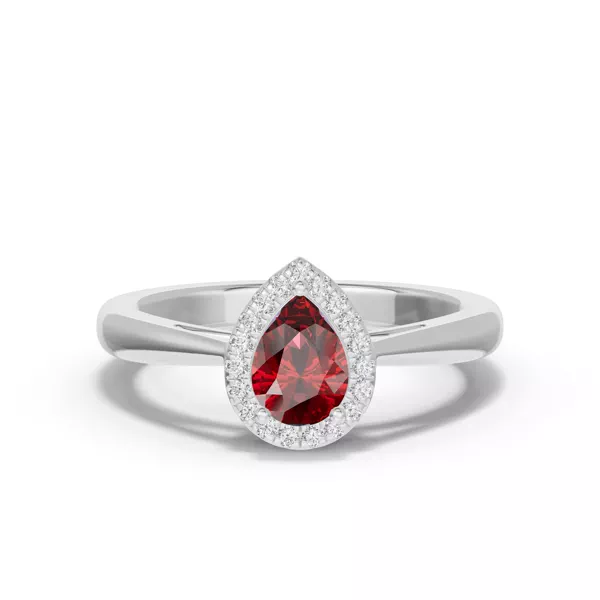 Pear Garnet Lab Diamond Halo Ring