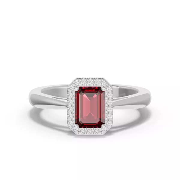 Emerald Garnet Lab Diamond Halo Ring