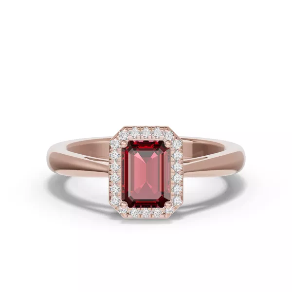 Emerald Garnet Lab Diamond Halo Ring