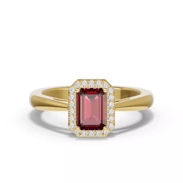 Emerald Garnet Lab Diamond Halo Ring