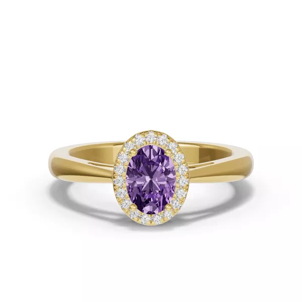 Oval Amethyst Lab Diamond Halo Ring