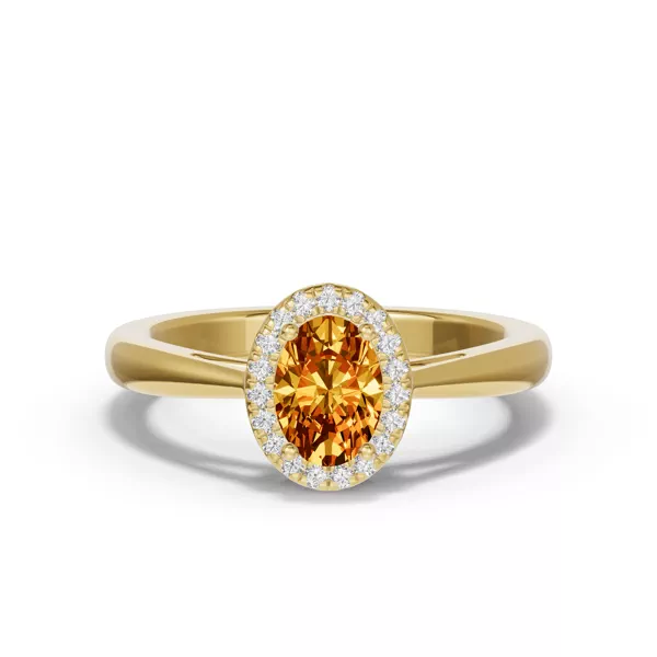 Oval Citrine Lab Diamond Halo Ring