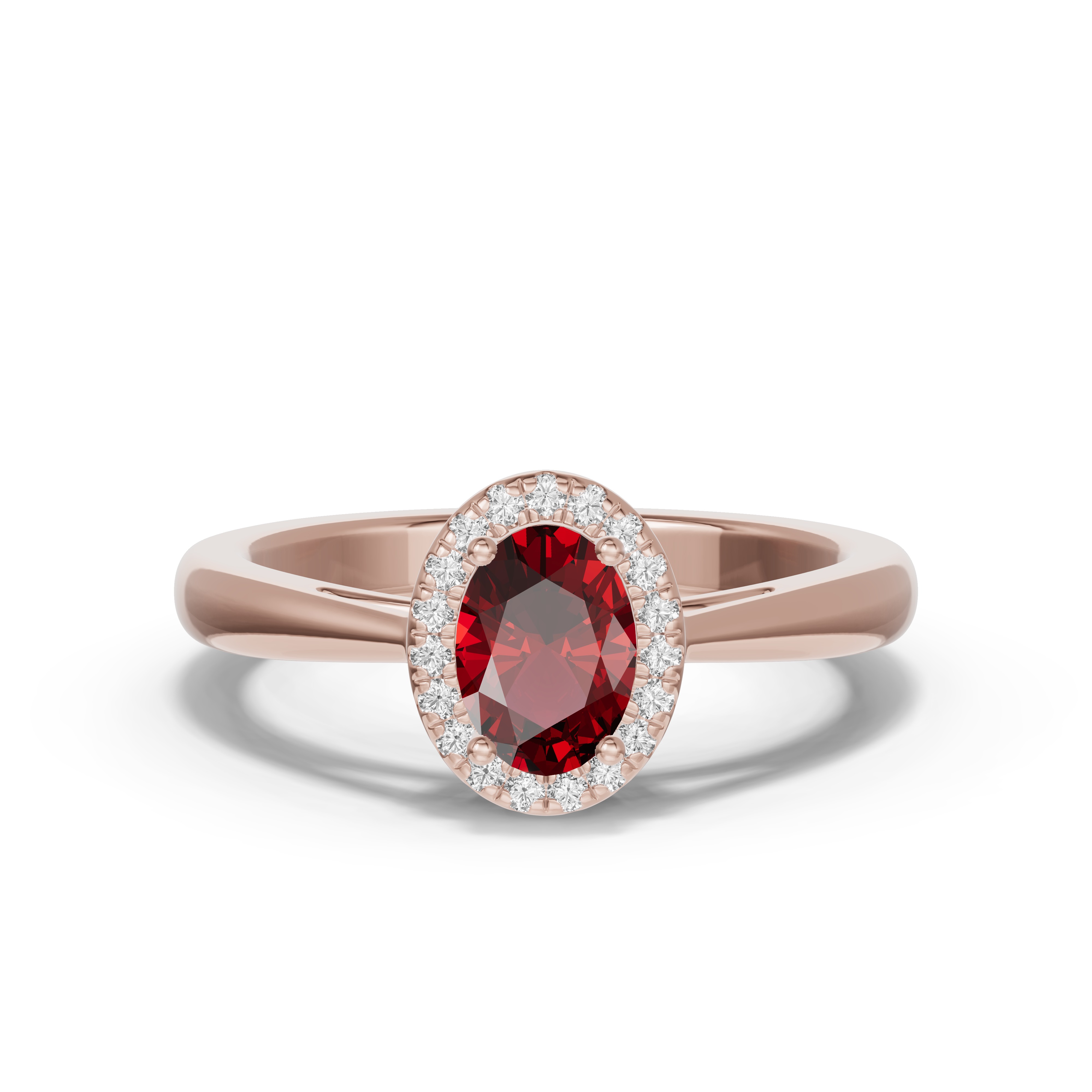Oval Garnet Lab Diamond Halo Ring