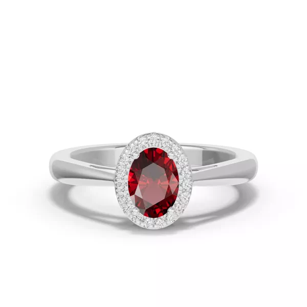 Oval Garnet Lab Diamond Halo Ring