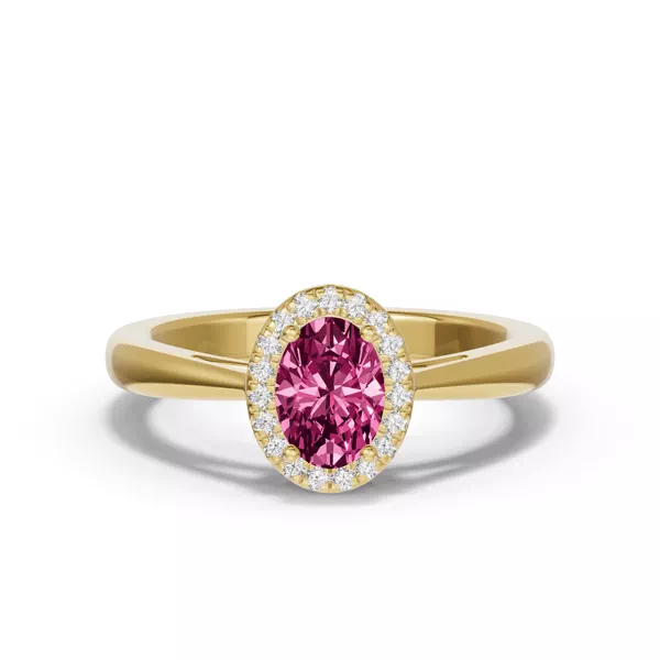 Oval Pink Tourmaline Lab Diamond Halo Ring