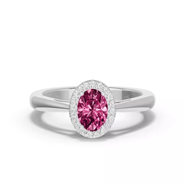 Oval Pink Tourmaline Lab Diamond Halo Ring