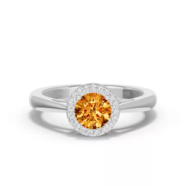 Round Citrine Lab Diamond Halo Ring