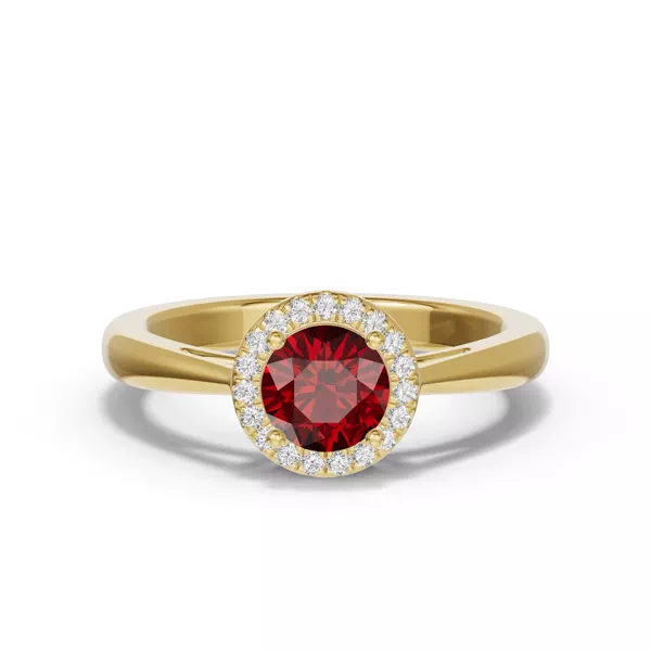 Round Garnet Lab Diamond Halo Ring