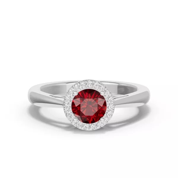 Round Garnet Lab Diamond Halo Ring
