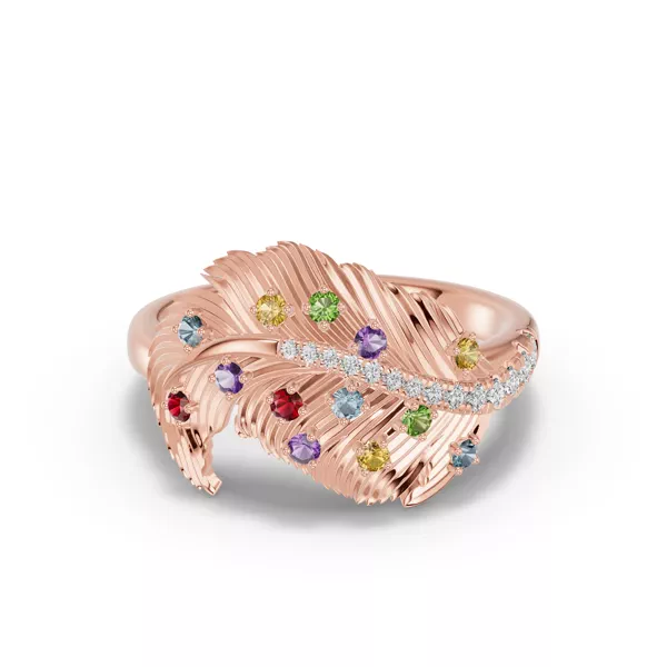 Feather Sway Diamond & Gemstone Ring