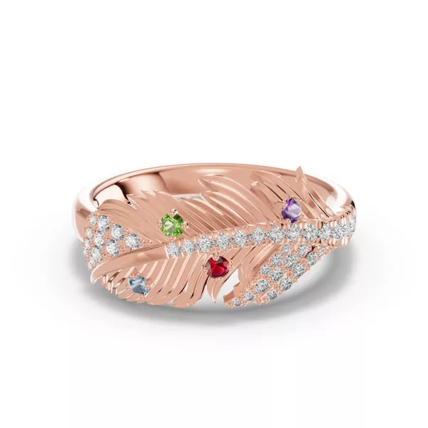 Feather Soar Lab Diamond & Gemstone Ring