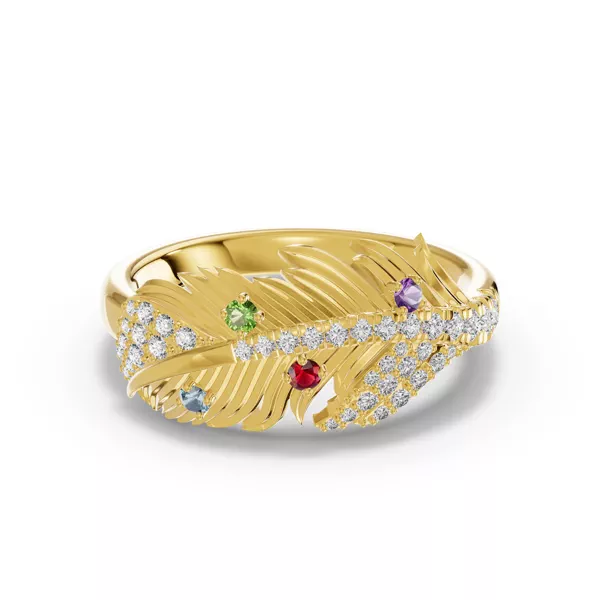 Feather Soar Lab Diamond & Gemstone Ring