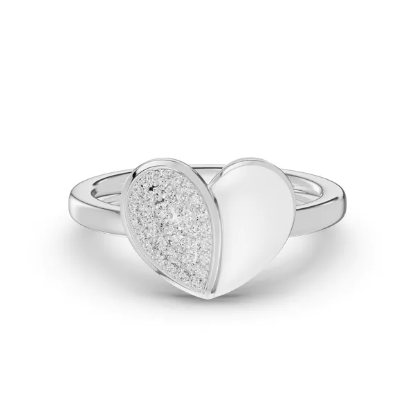 Amara White Ceramic Lab Pavé Heart Ring