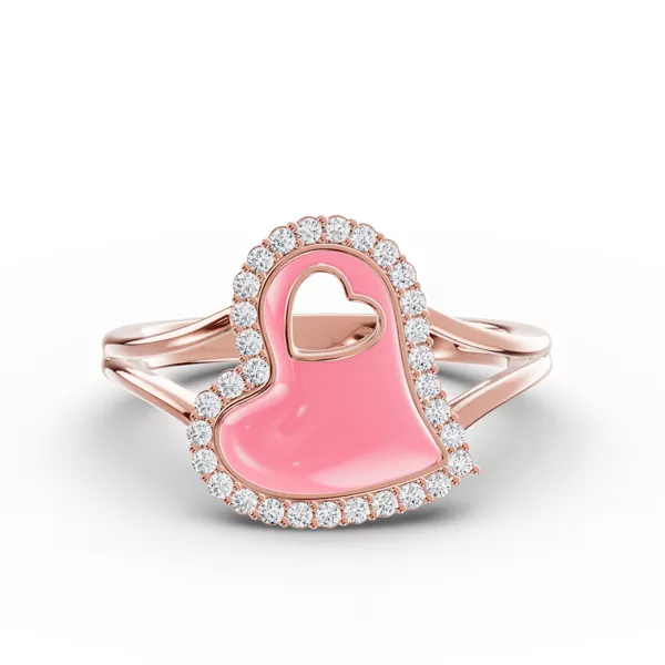 Cherish Pink Lab Pavé Heart Ring